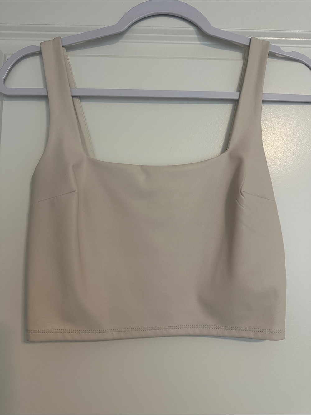 Women's Square Neck Cropped Tank Top in Beige